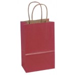 100% Recycled Tinted Tan Kraft Paper Shopping Bag (5 1/2"x3 1/4"x8 3/8") (Bright Red) Custom Imprinted