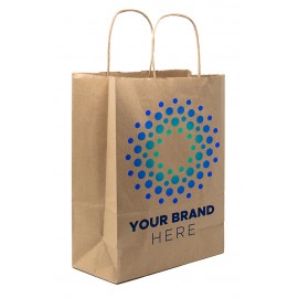 Logo Imprinted 10" x 13" x 5" Full Color Kraft Paper Bag Shoppers