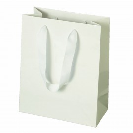Custom Printed Grosgrain Ribbon Handle Matte Eurotote (8"x4"x10")