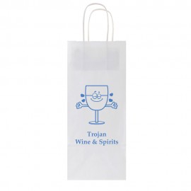 Custom Printed White Kraft Shopping Bag (5.3"x3.5"x12.5")