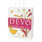 Logo Imprinted 100% Recyclable Custom White Paper Shopping Bag (5 1/2"x3 1/4"x8 3/8")