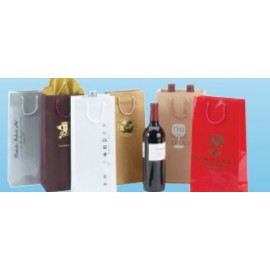 Matte Euro Tote Wine Bag w/ Rope Handles (5 1/4"x3 1/2"x13") Custom Printed