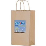 Custom Imprinted Paper Shopping Bag 8x4.75x13 5/8 Natural Kraft Printed Four Color Process