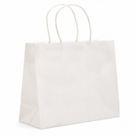 ECO White Kraft Eurostyle Shopping Bag (10"x4"x8") Custom Printed