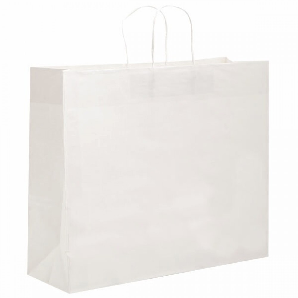 ECO White Kraft Eurostyle Shopping Bag (16" x 6" x 13") Custom Imprinted