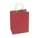 Custom Imprinted 100% Recycled Tinted Tan Kraft Paper Shopping Bag (8"x4 3/4"x10 1/4") (Bright Red)