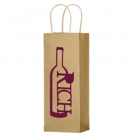 Natural Kraft Paper Wine Bag for One Bottle Logo Imprinted
