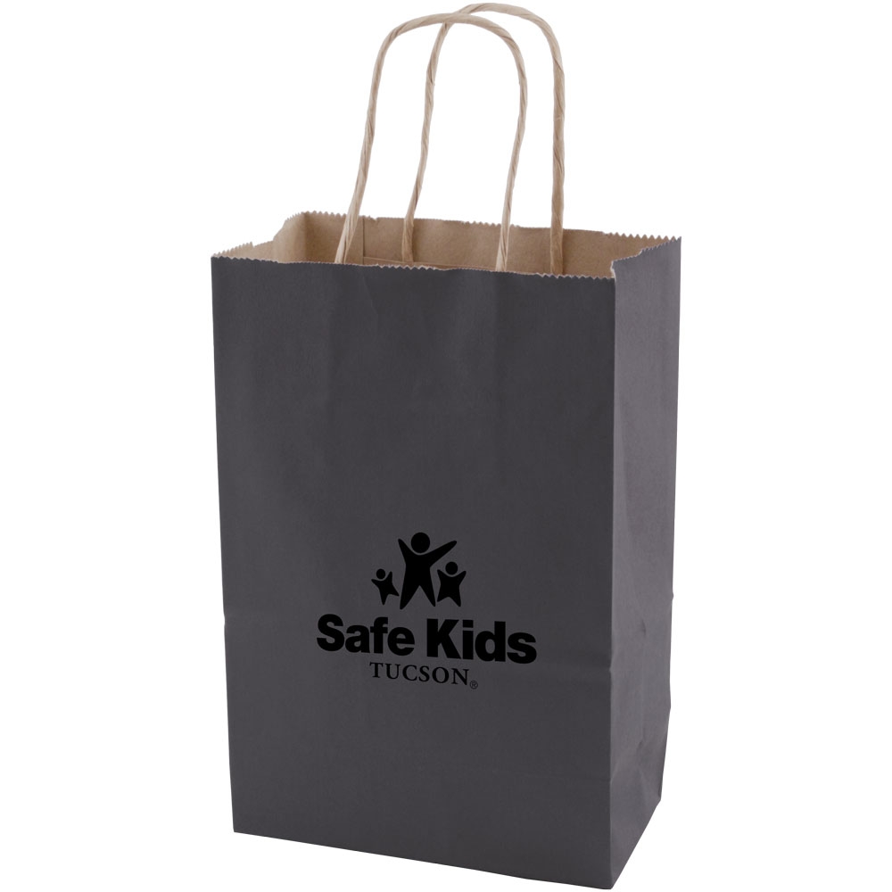 Charcoal Solid Tinted Kraft Shopping Bag (5.25"x3.25"x8.375") Logo Imprinted Charcoal Solid Tinted Kraft Shopping Bag (5.25"x3.25"x8.375") Logo Imprinted