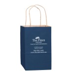 Matte Color Paper Shopper Tote Bag (5"x3 1/2"x8") - Foil Stamp Logo Imprinted