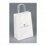 Custom Imprinted White Kraft Paper Shopping Bag (5 1/2"x3 1/4"x8 3/4")