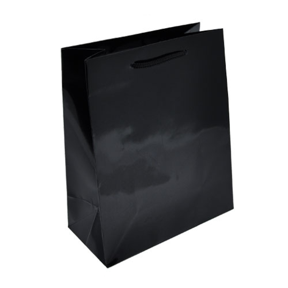 Process Printed Gloss Laminated Euro Tote Bag (Black) (8"x4"x10") Logo Imprinted Process Printed Gloss Laminated Euro Tote Bag (Black) (8"x4"x10") Logo Imprinted