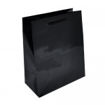 Process Printed Gloss Laminated Euro Tote Bag (Black) (8"x4"x10") Logo Imprinted