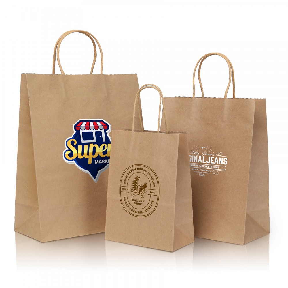 Natural Kraft Paper Shopper Tote Bag Logo Imprinted