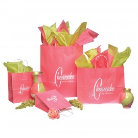 Logo Imprinted Medium Soft Pearl Island Pink Ice Shopping Bag (16"x6"x13")  Logo Imprinted Medium Soft Pearl Island Pink Ice Shopping Bag (16"x6"x13")