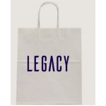 Custom Imprinted White Kraft Paper Shopping Bag (10"x6.5"x12")