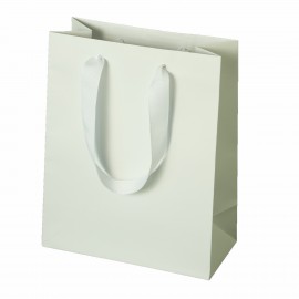 Full Color Printed Grosgrain Ribbon Handle Matte Eurotote (8"x4"x10") Logo Imprinted  Full Color Printed Grosgrain Ribbon Handle Matte Eurotote (8"x4"x10") Logo Imprinted