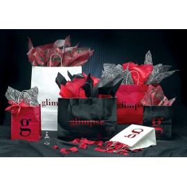 Crystal Cote White Shopping Bag (8"x4.75"x10.5") Custom Printed