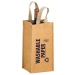 TORNADO - Washable Kraft Paper 1 Bottle Wine Tote Bag w/ Web Handle (6"x6"x12.5") - SP Logo Imprinted