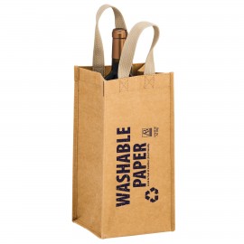 TORNADO - Washable Kraft Paper 1 Bottle Wine Tote Bag w/ Web Handle (6"x6"x12.5") Custom Imprinted