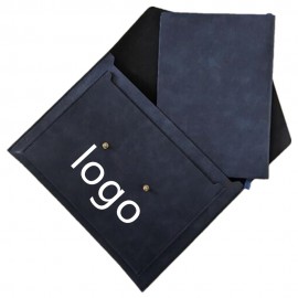 Dark Blue Leather Document Bag Envelope Pouch Logo Imprinted