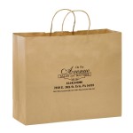 Custom Imprinted Natural Kraft Paper Shopper Tote Bag (16"x6"x12") - Flexo Ink