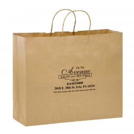 Custom Printed Natural Kraft Paper Shopper Tote Bag (16"x6"x12")