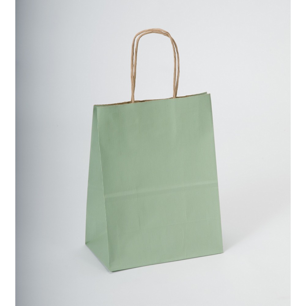 Sage Green Shadow Stripe Bag (8"x4.75"x10.5") Logo Imprinted