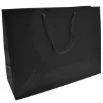 Logo Imprinted Process Printed Gloss Laminated Euro Tote Bag (Black) (16"x6"x12")