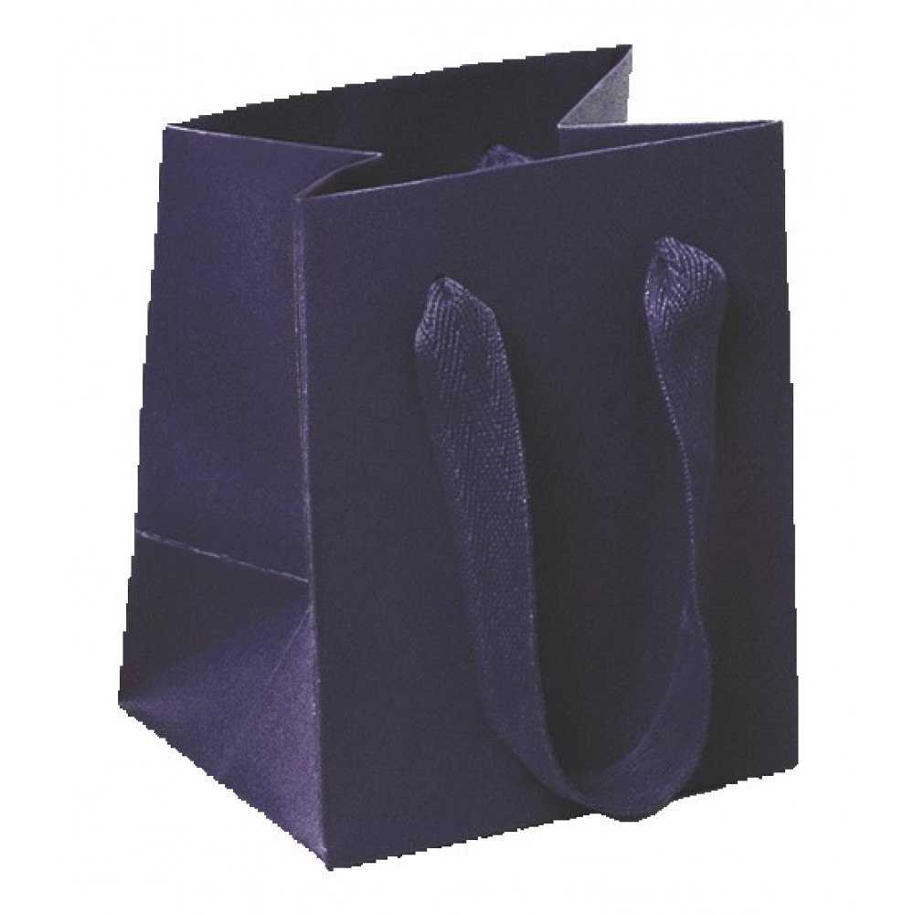 Logo Imprinted Process Printed Cotton Twill Ribbon Euro Tote Bag (Navy) (5"x4"x6") Logo Imprinted Process Printed Cotton Twill Ribbon Euro Tote Bag (Navy) (5"x4"x6")