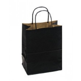 100% Recycled Tinted Tan Kraft Paper Shopping Bag 5 1/2"x3 1/4"x8 3/8" Logo Imprinted