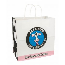 Logo Imprinted White Kraft Paper Shopping Bag (18"x7"x18")