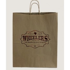 Custom Printed Dark Kraft Paper Shopping Bag (12"x9"x15.75")