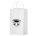 White Kraft Paper Shopper Tote Bag (10"x5"x13") Logo Imprinted