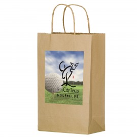 Custom Printed Natural Kraft Paper Shopper Tote Bag w/ Full Color (10"x5"x13") - Color Evolution