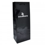 Custom Imprinted Ink Imprinted Gloss Eurotote Wine Bottle Bag (5"x3 1/2"x13") (Black)