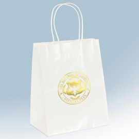 Custom Printed Amanda Gloss Shopper Bag (White)