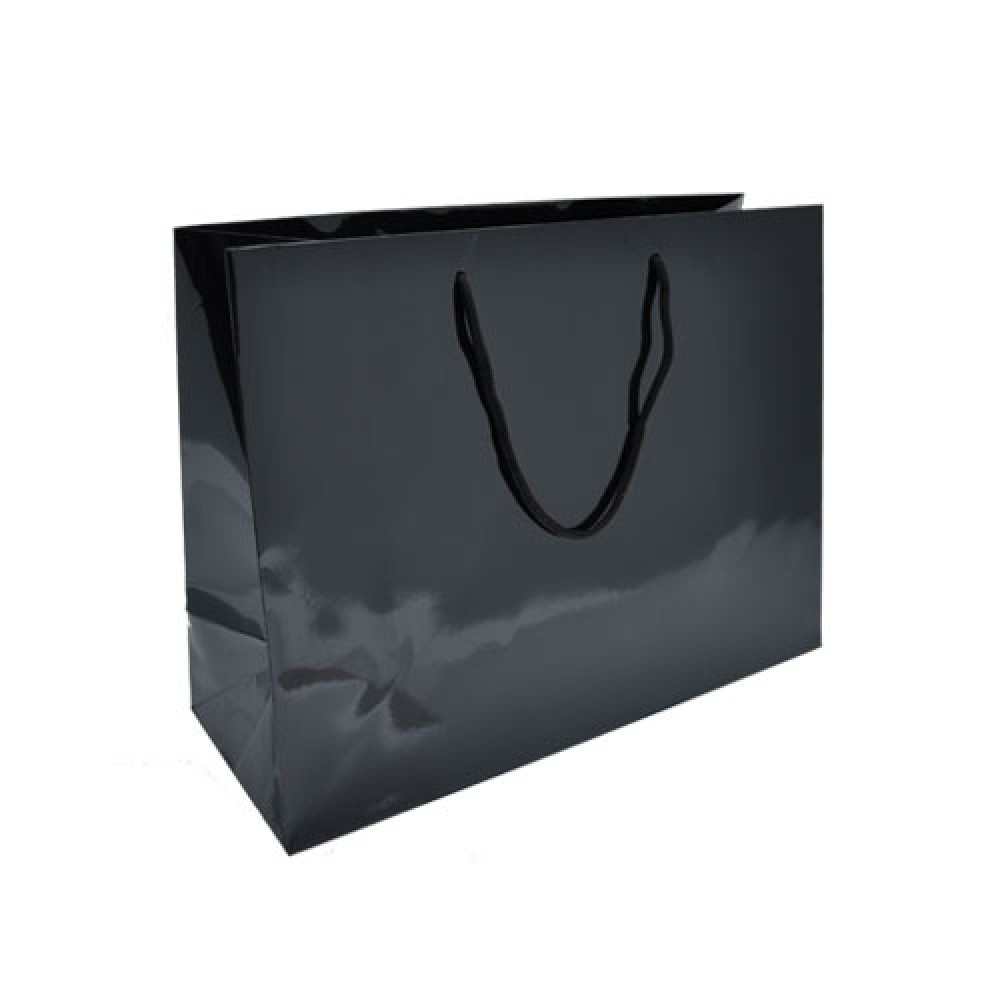 Colored High Gloss Eurotote Bag (13"x5"x10") (Black) Custom Printed