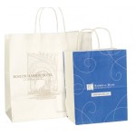 100% Recyclable Custom White Paper Shopping Bag (14 1/2"x9"x16 1/4") Custom Printed