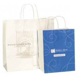 100% Recyclable Custom White Paper Shopping Bag (14 1/2"x9"x16 1/4") Custom Printed