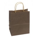Logo Imprinted 100% Recycled Tinted Tan Kraft Paper Shopping Bag (8"x4 3/4"x10 1/4") (Chocolate Brown)