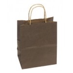 Logo Imprinted 100% Recycled Tinted Tan Kraft Paper Shopping Bag (8"x4 3/4"x10 1/4") (Chocolate Brown)