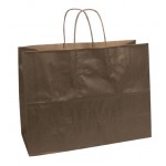 Logo Imprinted 100% Recycled Tinted Tan Kraft Paper Shopping Bag (16"x6"x12") (Chocolate Brown)