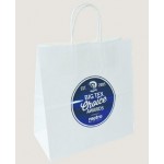 Custom Imprinted White Kraft Paper Shopping Bag (10"x5"x10")