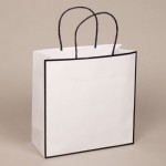 Custom Imprinted Medium Sophie Eurotote Shopping Bag (10"x4"x10") (White w/Black Border)