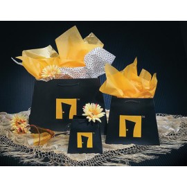 Inverted Trapezoid Matte Black Paper Euro Tote (7.5/10"x4"x8.75") Logo Imprinted  Inverted Trapezoid Matte Black Paper Euro Tote (7.5/10"x4"x8.75") Logo Imprinted