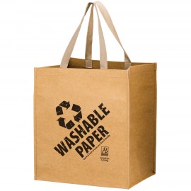 TYPHOON - Washable Kraft Paper Grocery Tote Bag w/ Web Handle (13"x10"x15") Custom Imprinted