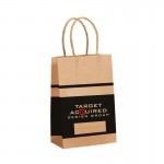 100% Recycled Custom Paper Tan Kraft Shopping Bag w/ Twisted Handles (5 1/2"x3 1/4"x8 3/8") Custom Printed