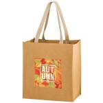 Logo Imprinted TSUNAMI - Washable Kraft Paper Grocery Tote Bag w/ Web Handle (12"x8"x13") - EV