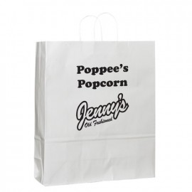 White Gloss Paper Shopping Bags Logo Imprinted