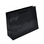 Process Printed Gloss Laminated Euro Tote Bag (Black) (9"x3"x7") Logo Imprinted